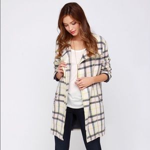 Finders Keepers Long Time Cream Plaid Coat
